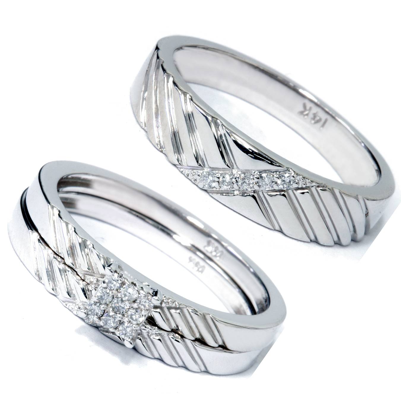 Pompeii3 1/4ct Diamond Engagement Matching Wedding Ring Set 14K White Gold