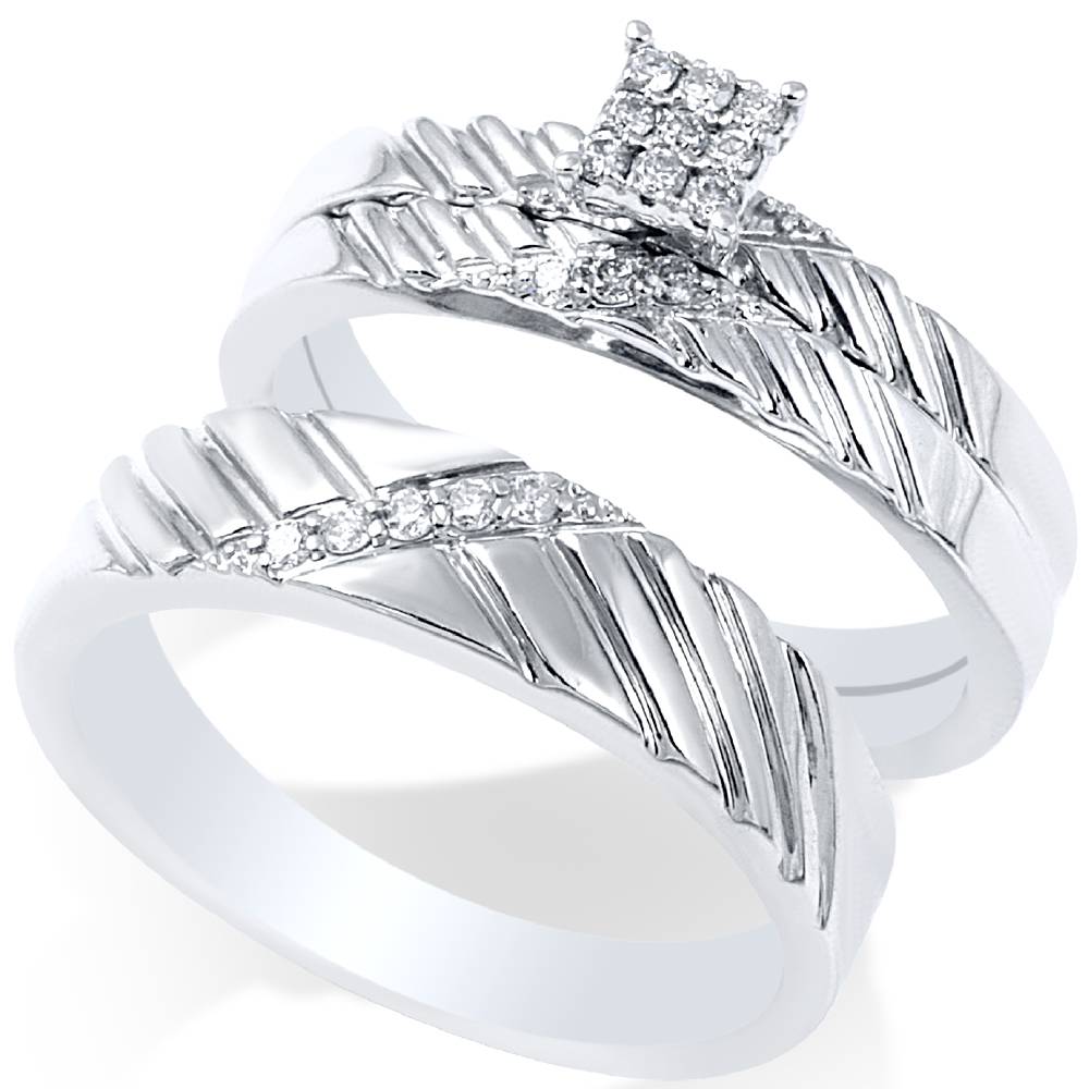 Pompeii3 1/4ct Diamond Engagement Matching Wedding Ring Set 14K White Gold