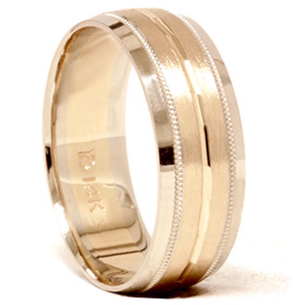 Pompeii3 Mens 14K Gold 8mm Comfort Fit Two Tone Wedding Band