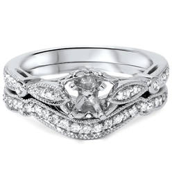 Pompeii3 Vintage Diamond Engagement Ring Semi Mount Setting Wedding Band Art Deco Filigre