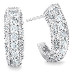 Pompeii3 1/2ct Vintage Pave Hoops Womens Earrings 14K White Gold