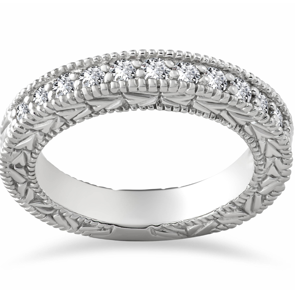 Pompeii3 G SI 1/4 ct Lab Created Diamond Vintage Wedding Ring 14K White Gold