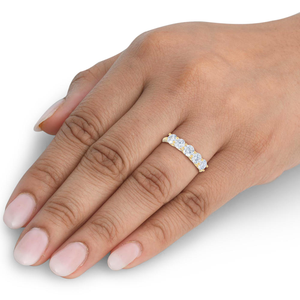 Pompeii3 1 1/4 Ct Diamond Five Stone Wedding Ring 10k Yellow Gold U Prong