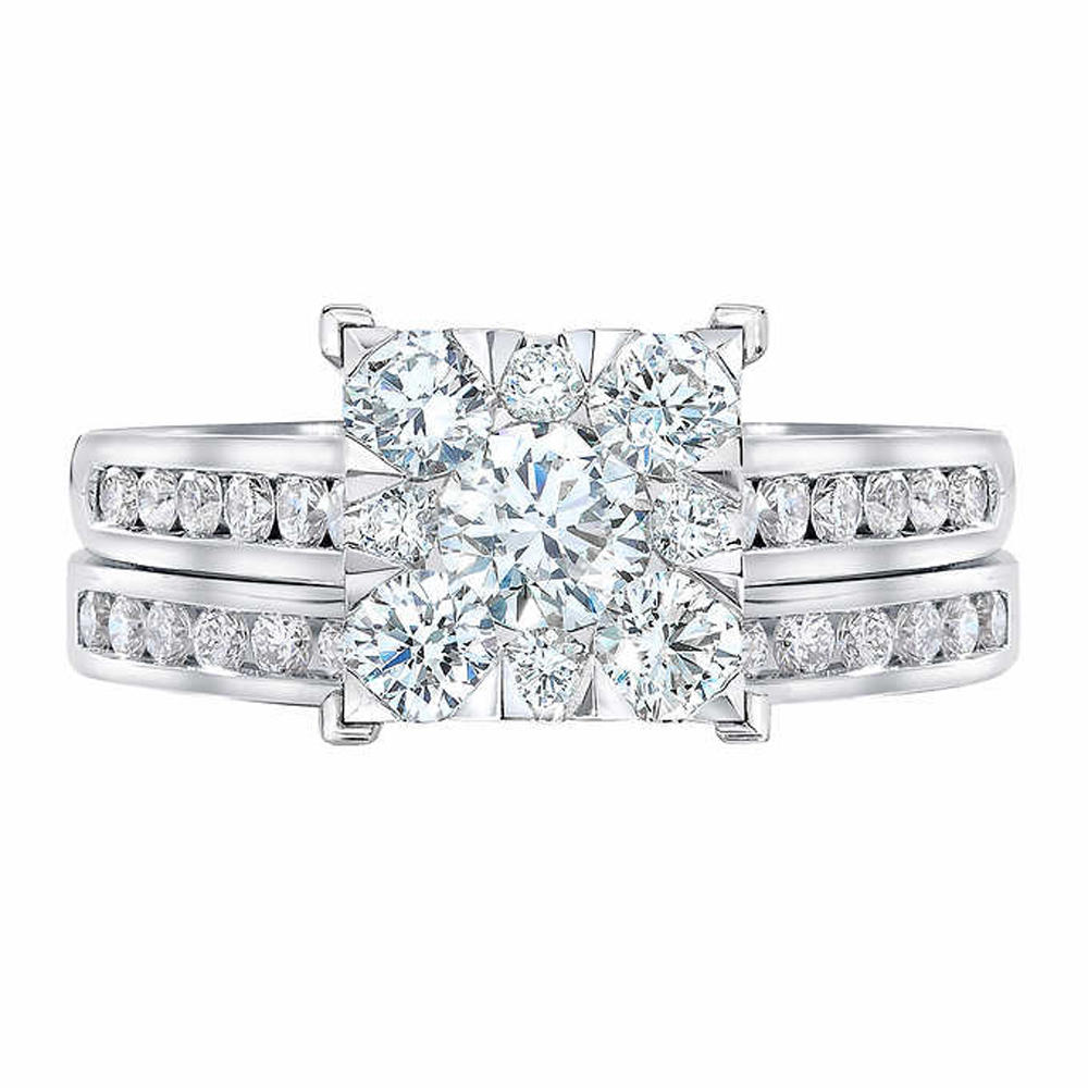 Pompeii3 2 Ct Diamond Princess Cut Framed Engagement Wedding Ring Set White Gold
