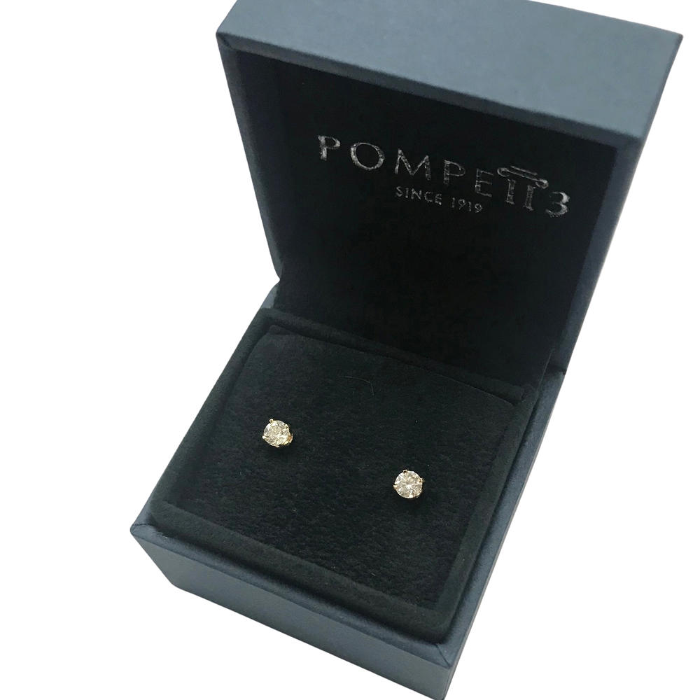 Pompeii3 1/2 Ct TW Natural Round-Cut Diamond Stud Earring set 14k Yellow Gold Earrings