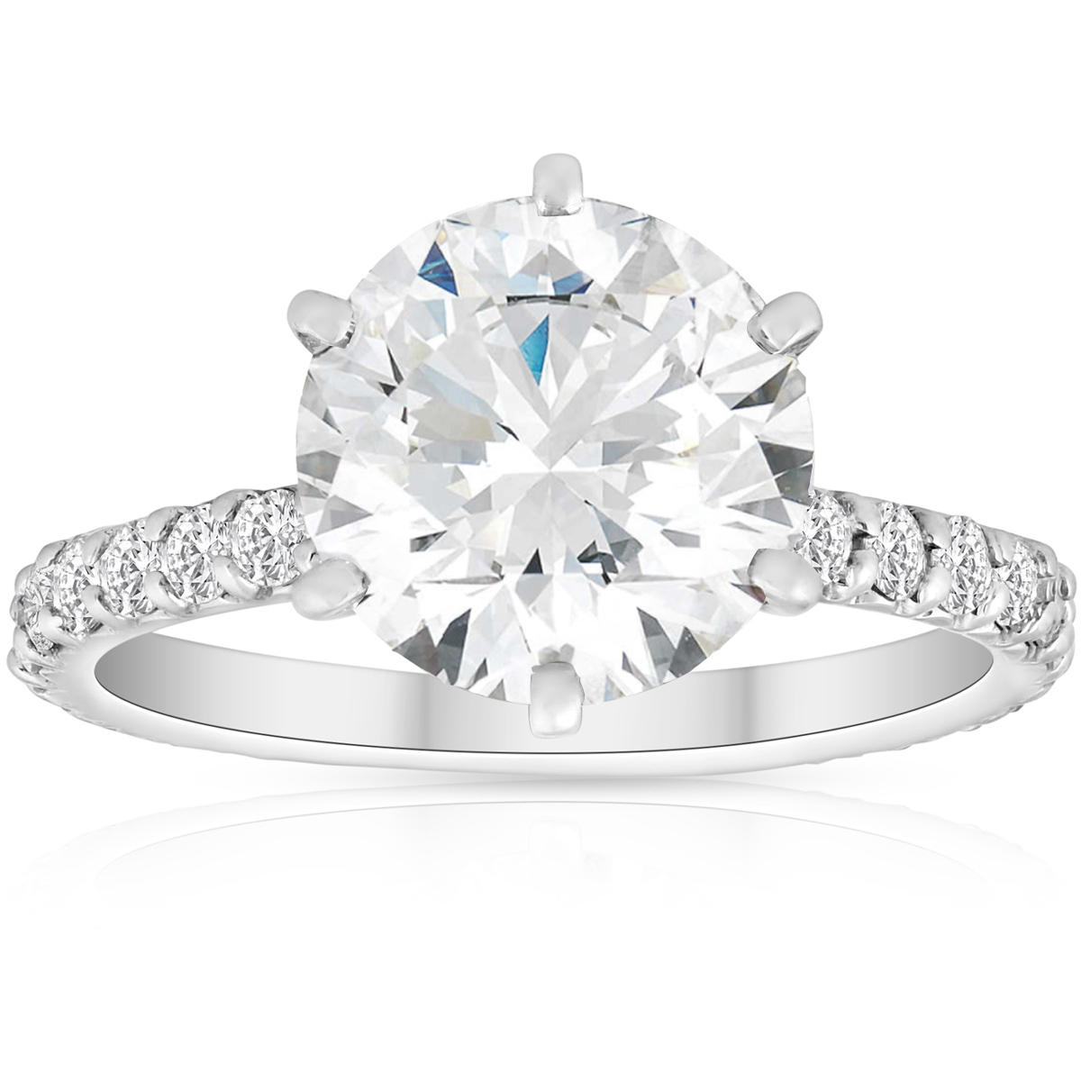 Pompeii3 3 3/4 Ct Diamond Engagement Ring 14k White Gold Enhanced