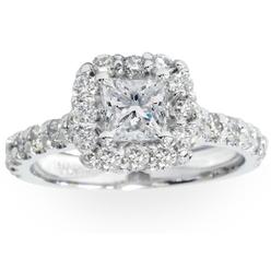 Pompeii3 Princess Cut Diamond Engagement Ring 1.10Ct Halo Band 14k White Gold