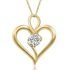 Pompeii3 3/4Ct Natural Diamond Solitaire Heart Necklace in Yellow Gold Pendant