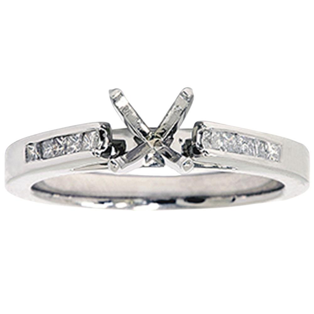Pompeii3 1/3ct Princess Cut Diamond Semi Mount Engagement Ring 14K White Ring