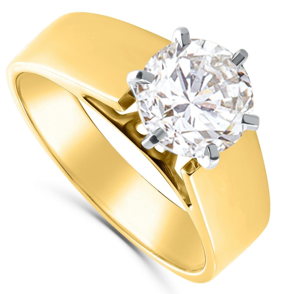 Pompeii3 2Ct Round Diamond Solitaire Engagement Ring 14k Yellow Gold