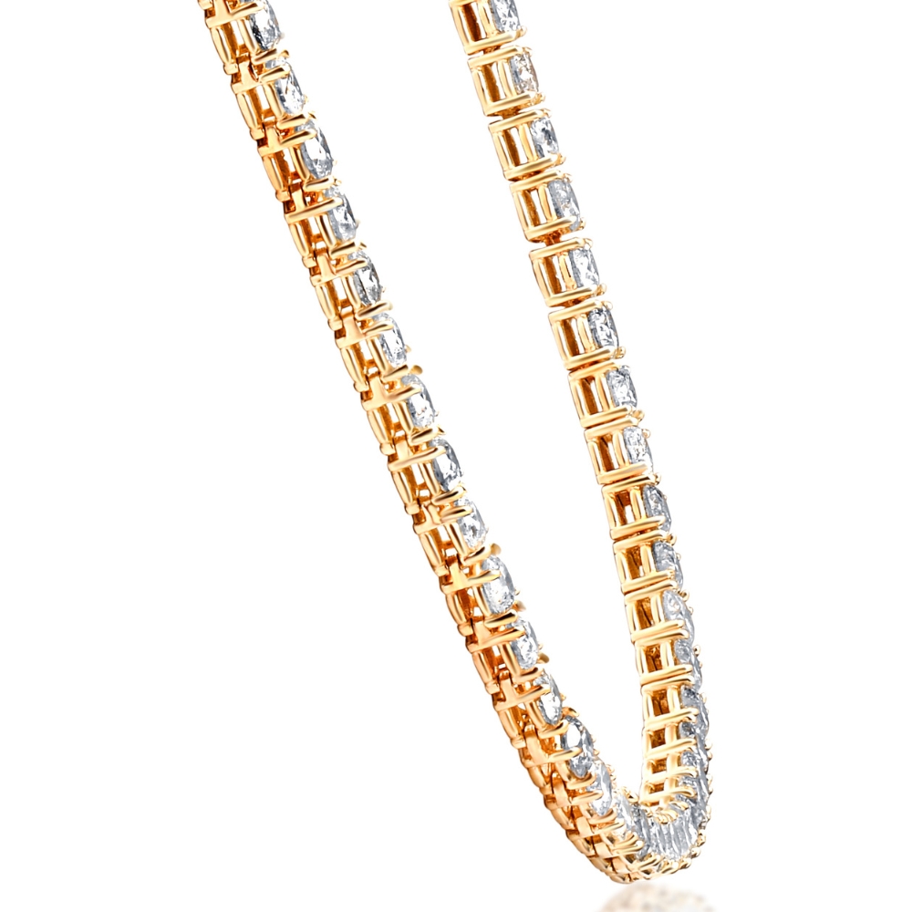 Pompeii3 Iced Out 43.50Ct Natural Diamond Men's Tennis Necklace Solid 14K Yellow Gold 24"