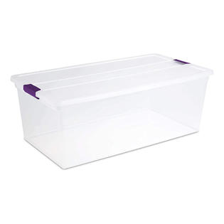 Sterilite 110 Qt Clear Storage Organization Box w/ Secure Latching Lid