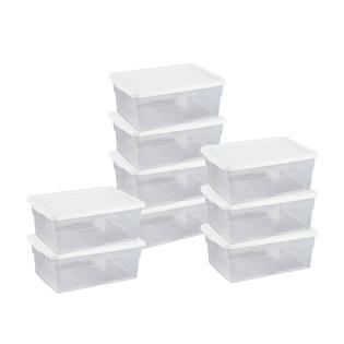 Sterilite 16 Quart Clear Plastic Stacking Storage Container Box w/ Lid ...