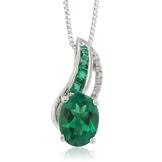 Lab Created Emerald and Genuine Diamond Pendant