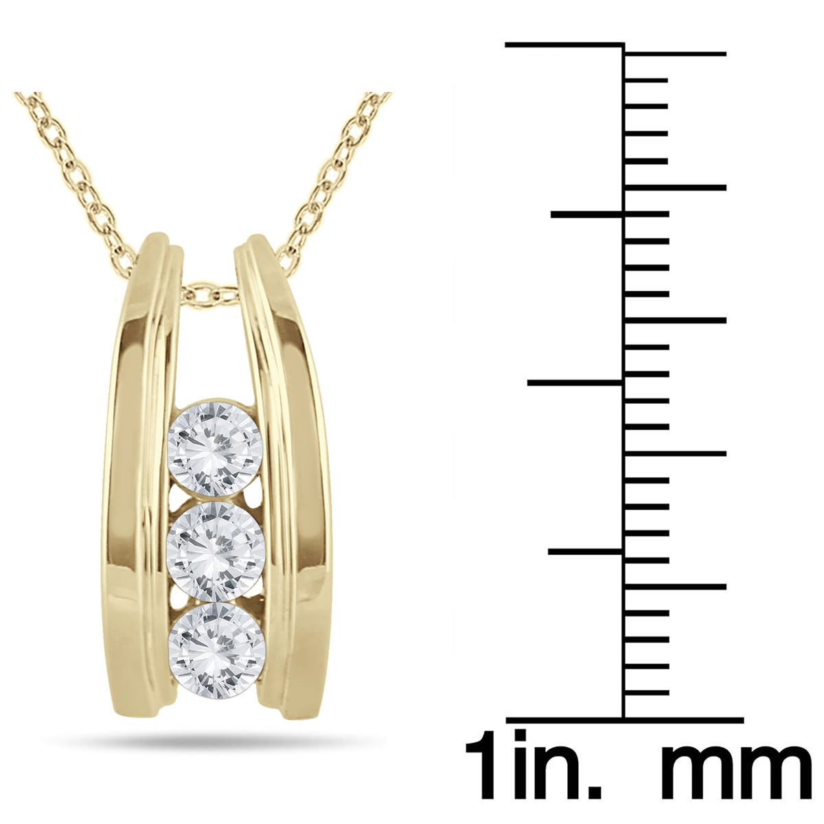 Szul Com 1 2 Carat Tw Three Stone Diamond Ladder Pendant In 10k Szul Com 1 2 Carat Tw Three Stone Diamond Ladder Pendant In 10k Yellow Gold