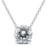 Signature 14k White Gold 1 Carat Floating Round Diamond Solitaire Necklace