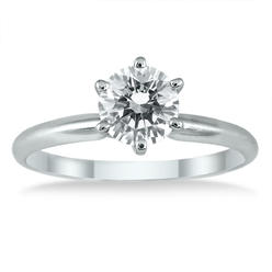 szul.com AGS Certified 3/4 Carat Round Diamond Solitaire Ring in 14K White Gold (J-K Color, I2-I3 Clarity)