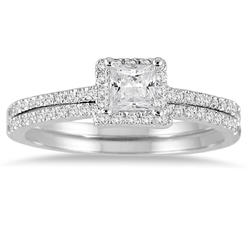 szul.com 5/8 Carat TW Princess Cut Diamond Bridal Set in 14K White Gold