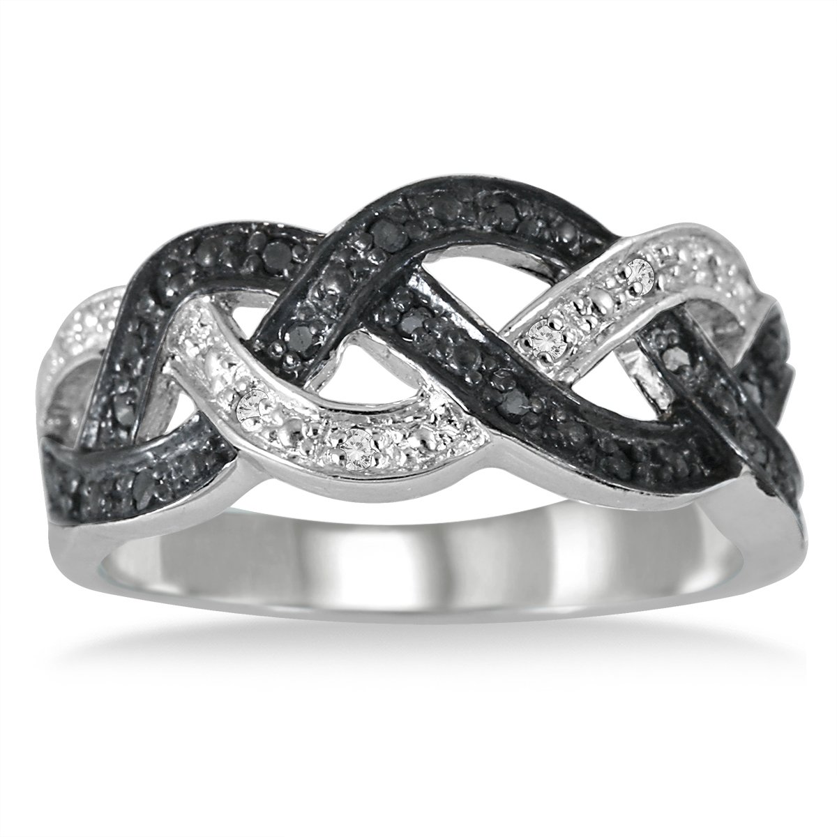 szul.com 1/6 Carat Black and White Diamond Ring in .925 Sterling Silver
