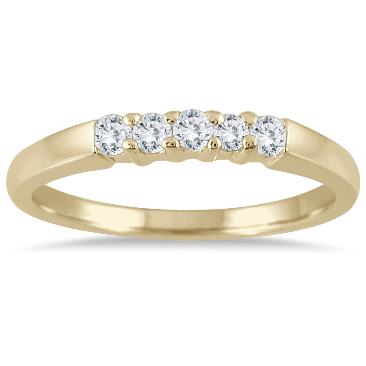 szul.com 1/4 Carat TW Five Stone Diamond Wedding Band in 10K Yellow Gold