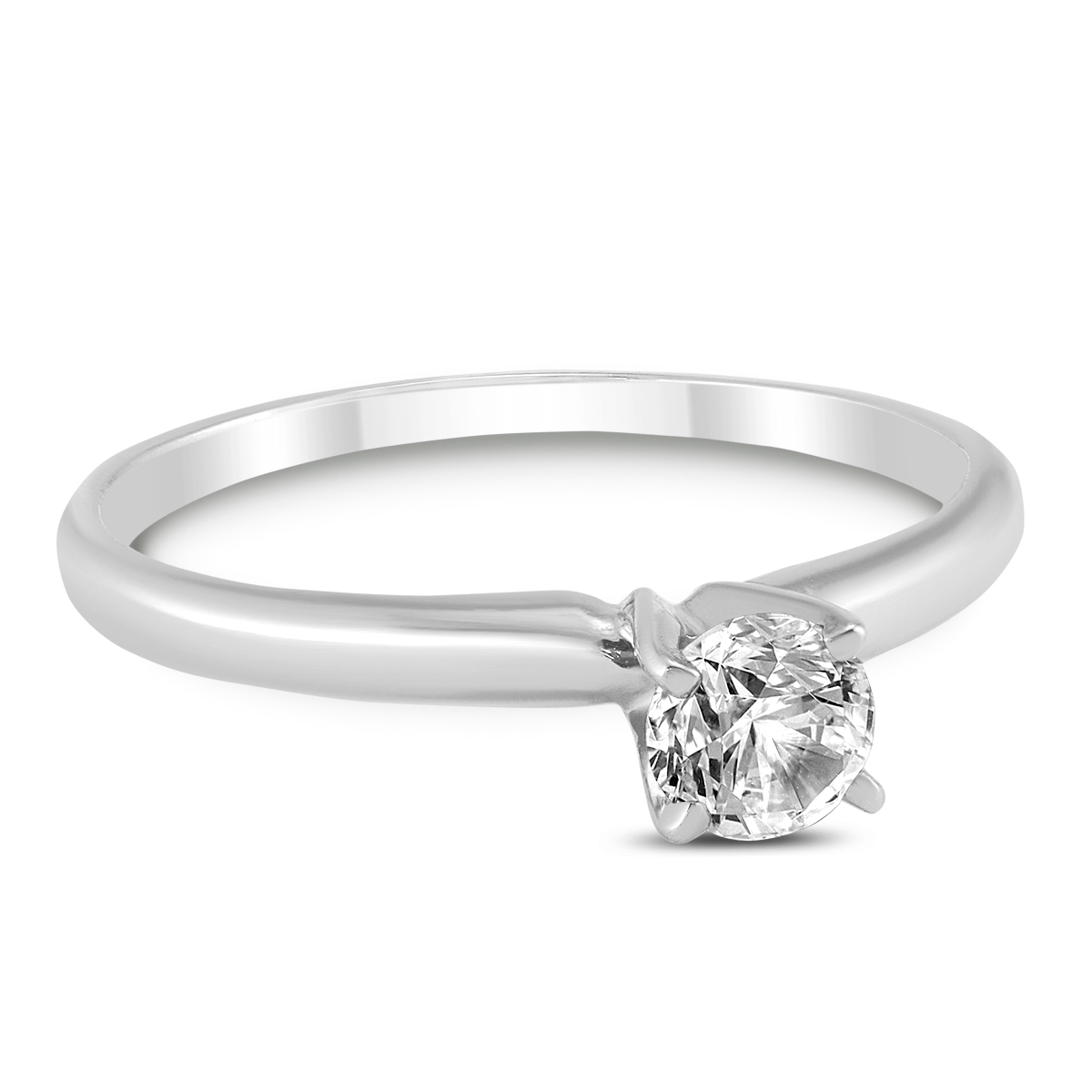 szul.com 1/3 Carat Round Diamond Solitaire Ring in 14K White Gold