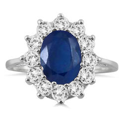 szul.com 1 Carat Diamond and Sapphire Ring in 14K White Gold