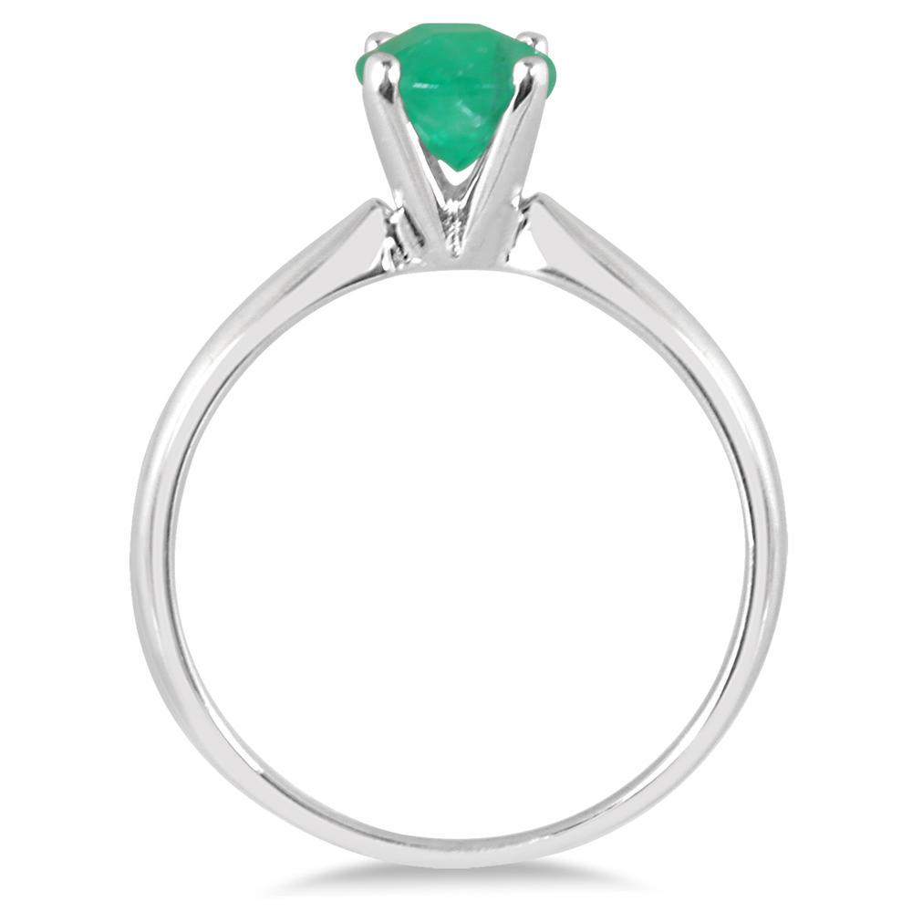 szul.com 1/2 Carat Emerald Solitaire Ring in .925 Sterling Silver