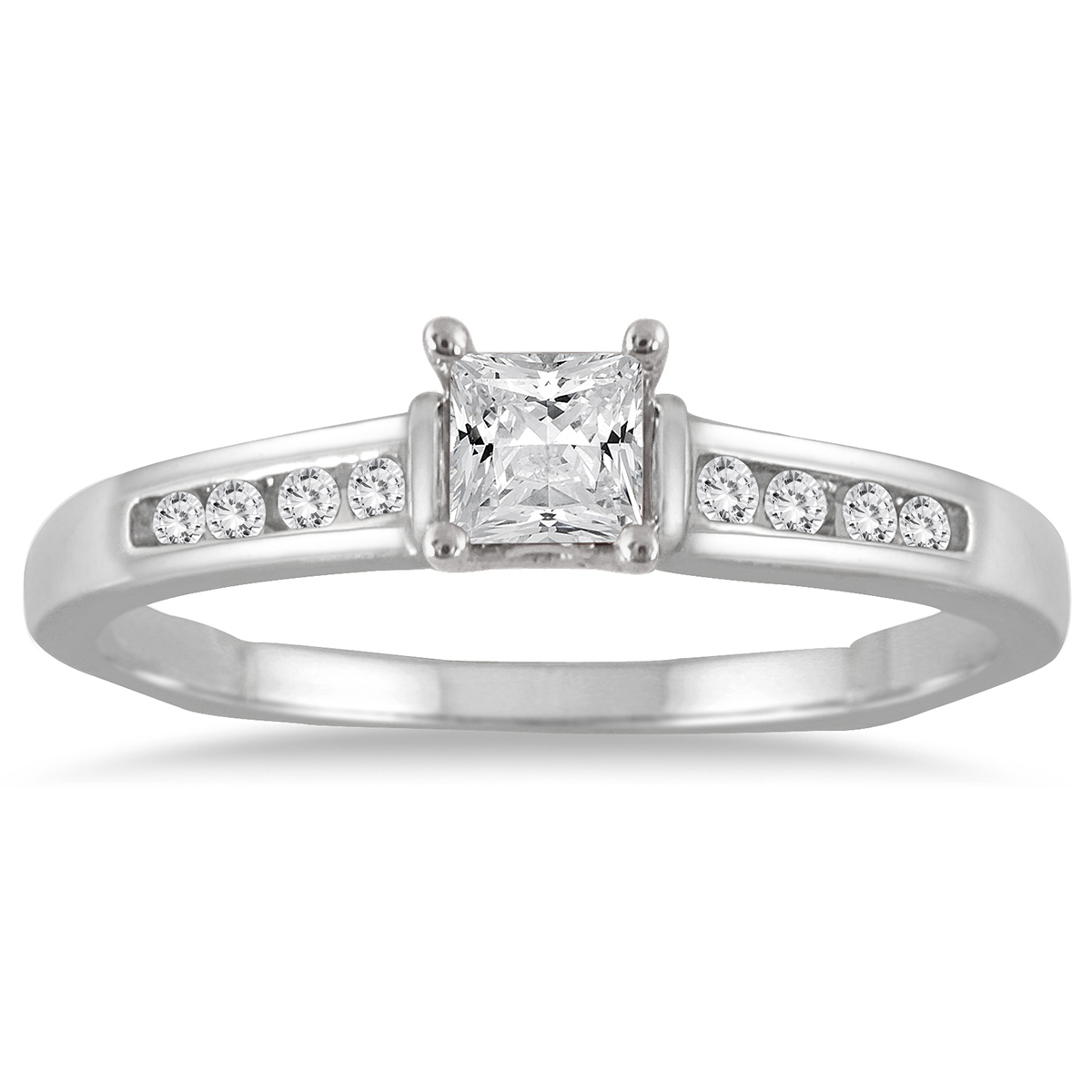 szul.com 1/3 Carat TW Princess Cut Diamond Ring in 14K White Gold