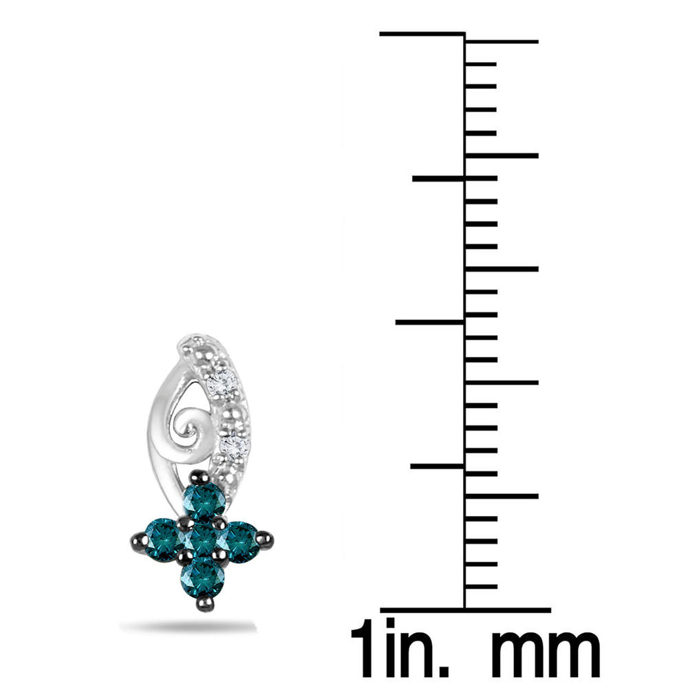 szul.com 1/4 Carat Blue and White Diamond Earrings in 10K White Gold