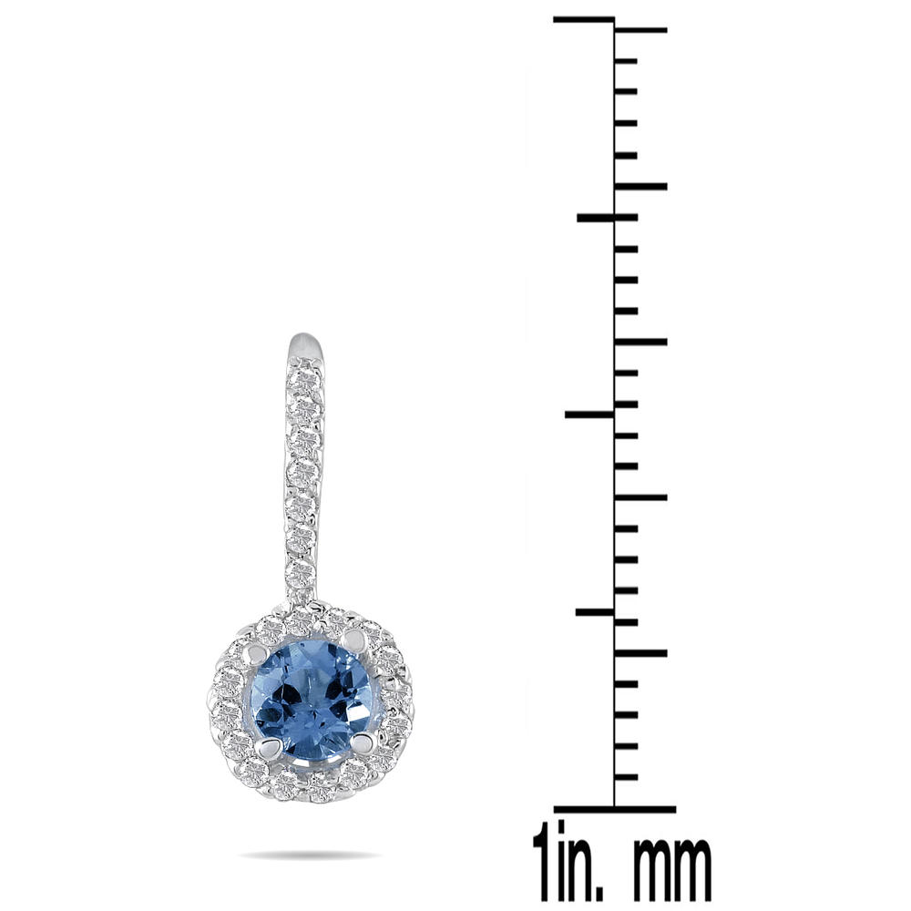 szul.com 3/4 Carat TW Sapphire and Diamond Earrings in 10K White Gold