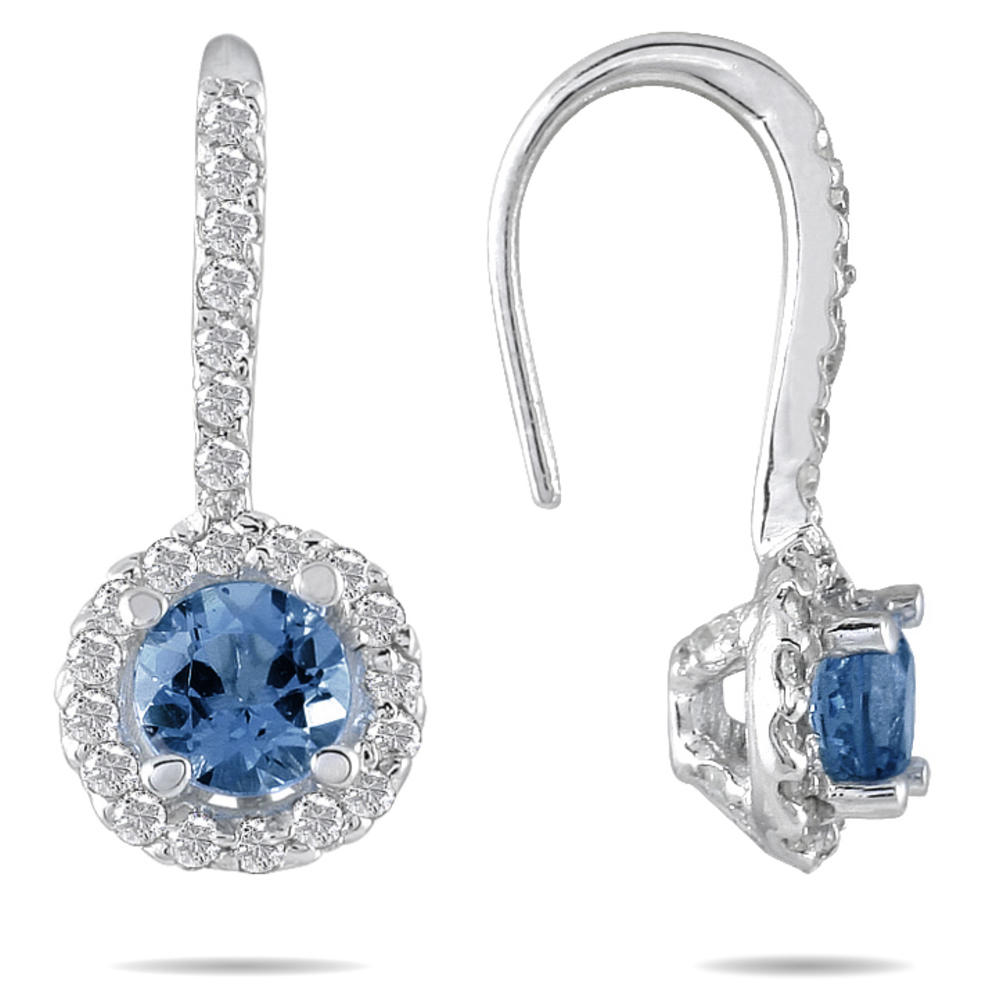 szul.com 3/4 Carat TW Sapphire and Diamond Earrings in 10K White Gold