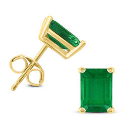 szul.com 14K Yellow Gold 5x3MM Emerald Shaped Emerald Earrings
