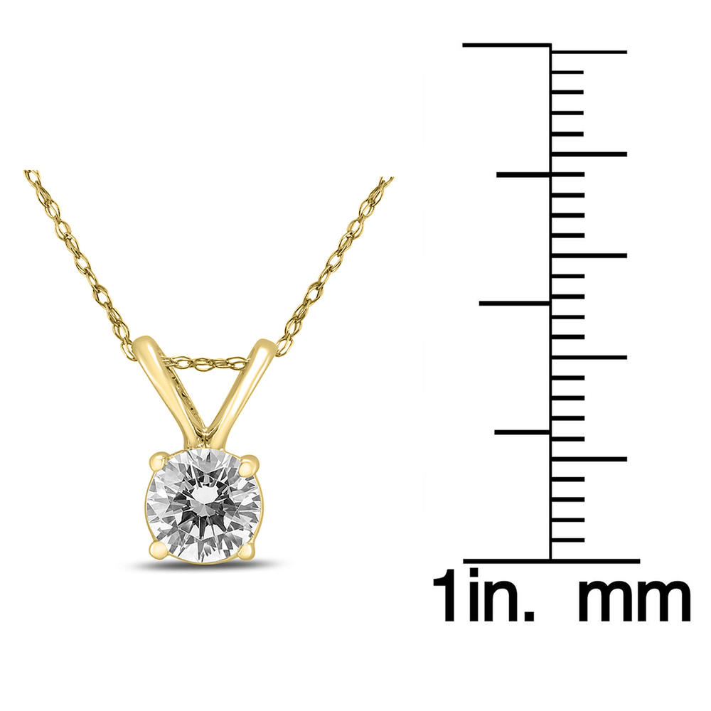szul.com 1/2 Carat Round Diamond Solitaire Pendant in 14K Yellow Gold