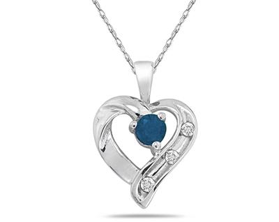 szul.com Sapphire and Diamond Heart Pendant 14kt White Gold