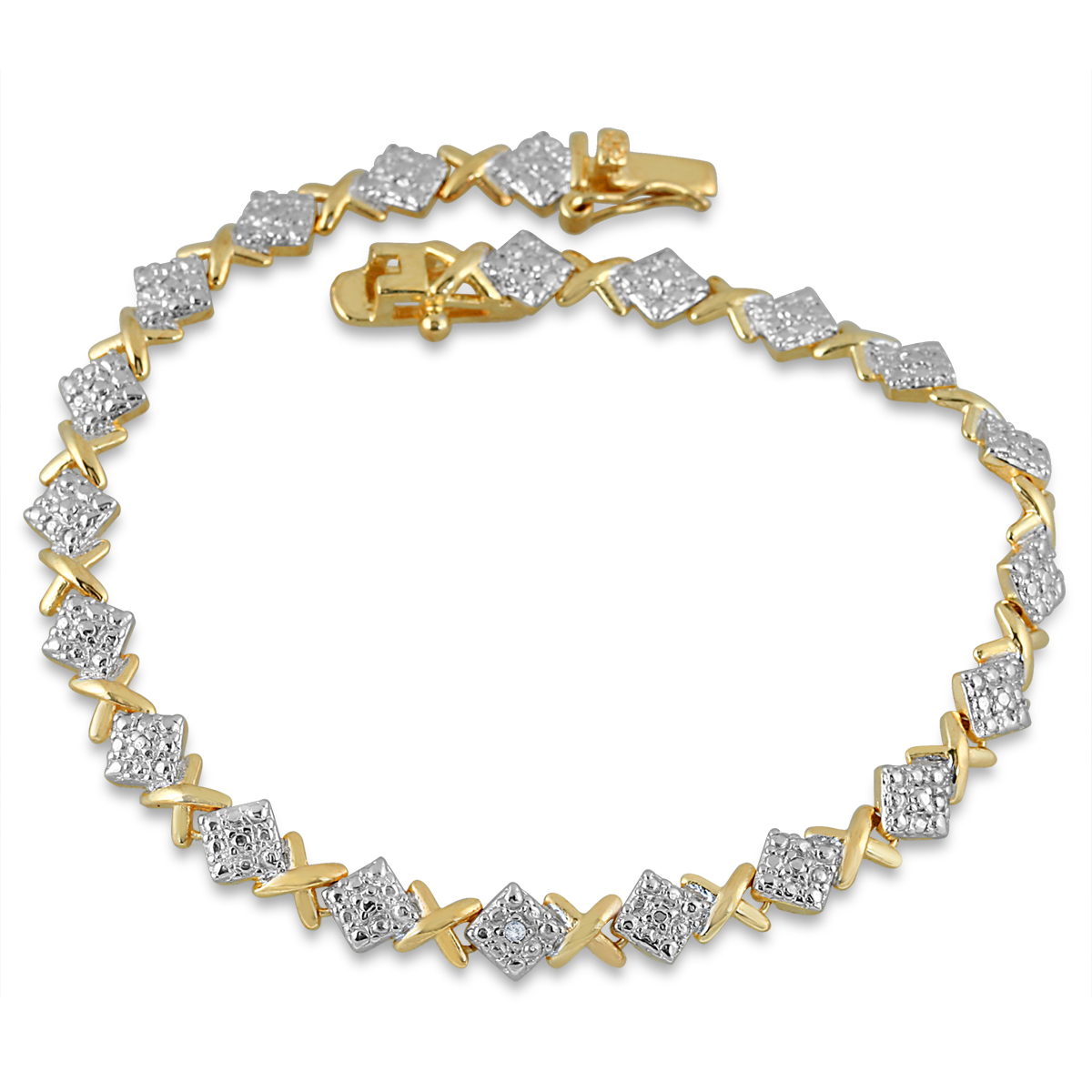 szul.com Diamond Bracelet in 18K Gold Plated Brass