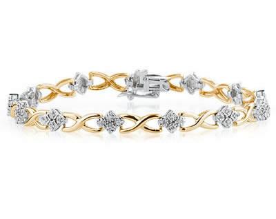 szul.com 1/4 Carat TW Diamond Bracelet in 14K Two Toned Gold