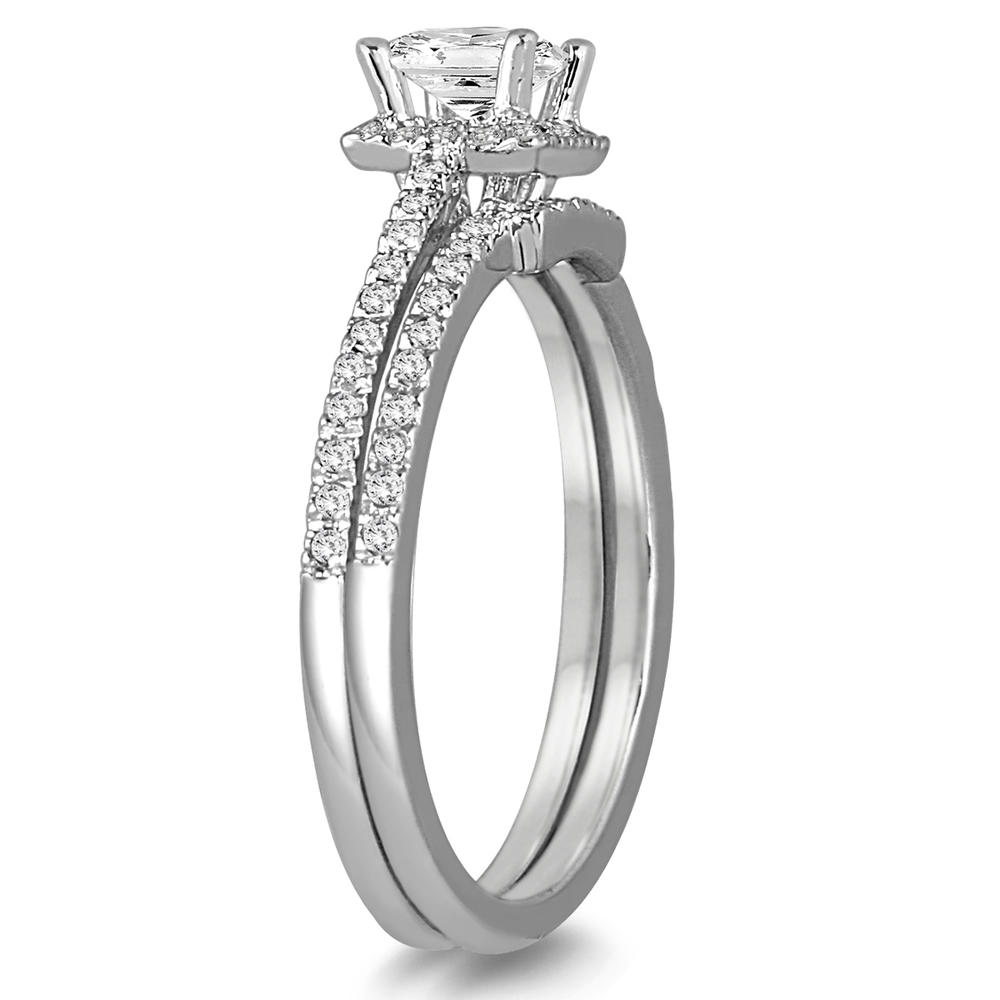 szul.com 5/8 Carat TW Princess Cut Diamond Bridal Set in 14K White Gold