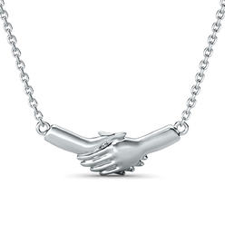 szul.com Ted Poley Miss Your Touch Hand in Hand Necklace in 10K White Gold