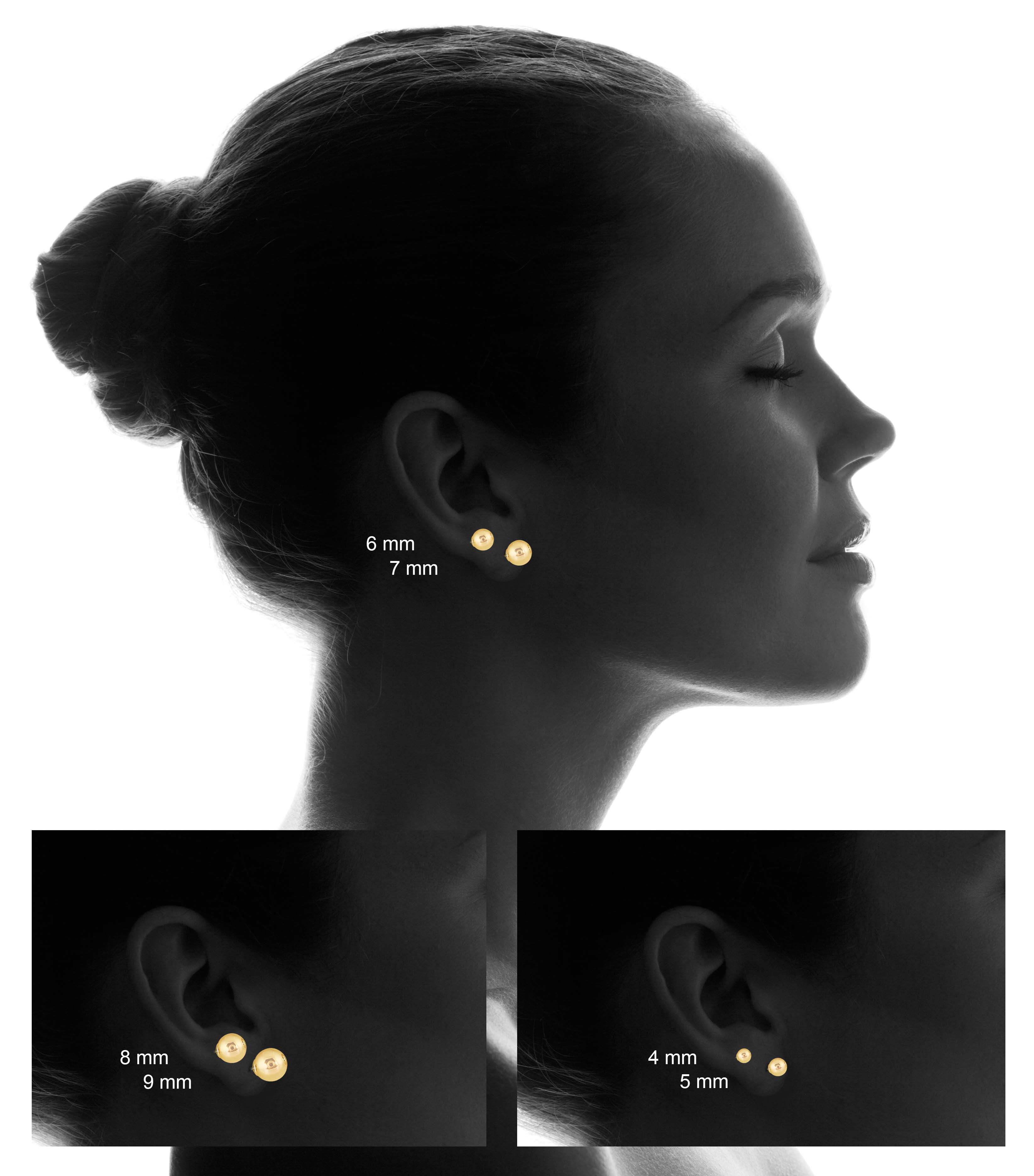 szul.com 14K Yellow Gold 6mm Laser Cut Ball Stud Earrings