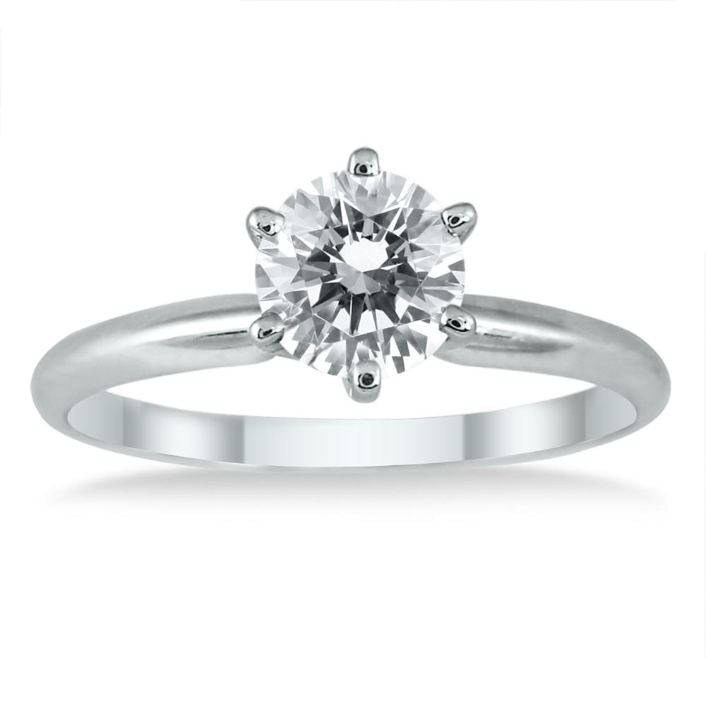 szul.com AGS Certified 3/4 Carat Round Diamond Solitaire Ring in 14K White Gold (I-J Color, I2-I3 Clarity)