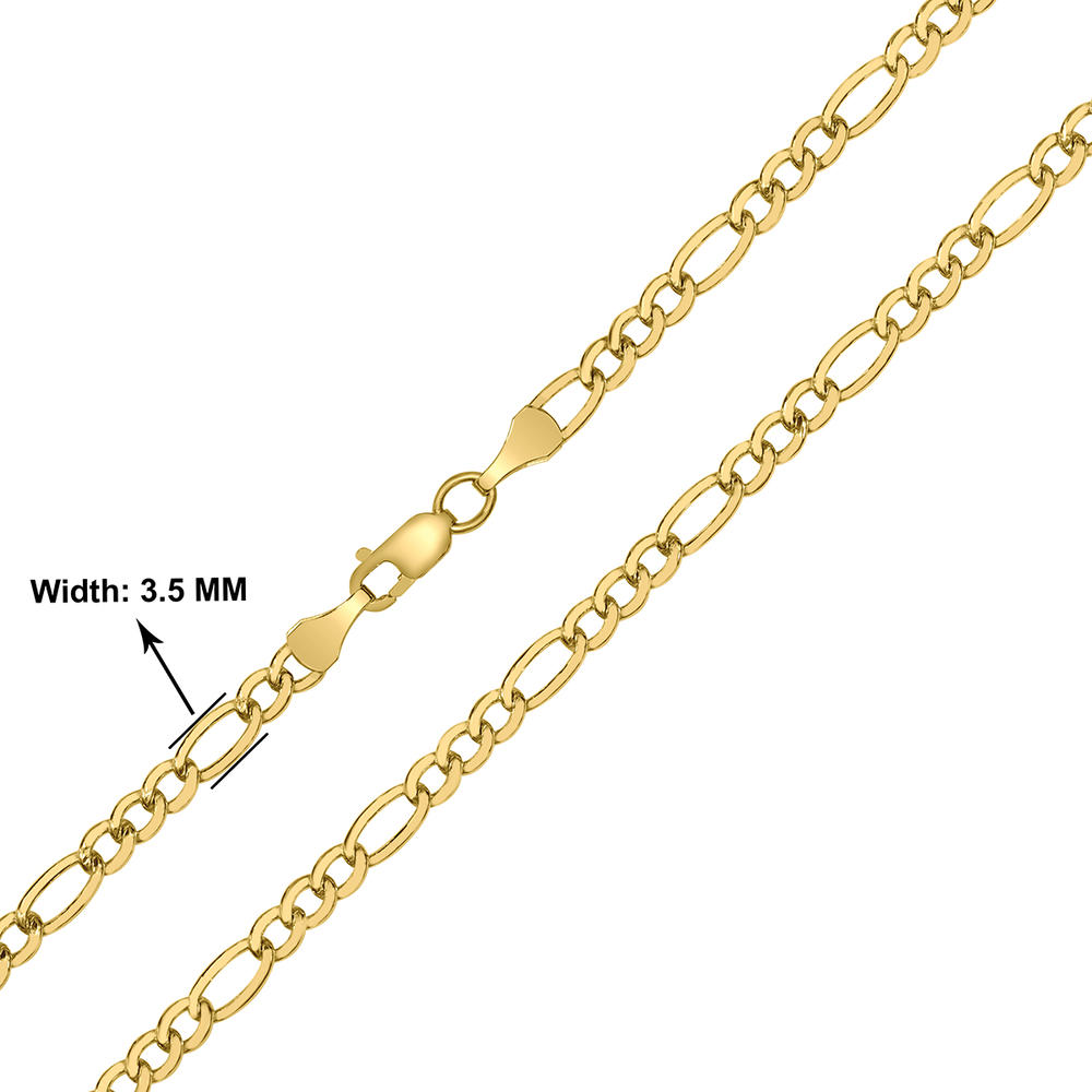 szul.com 14K Yellow Gold Filled 3.5mm Figaro Chain with Lobster Clasp - 20 Inch