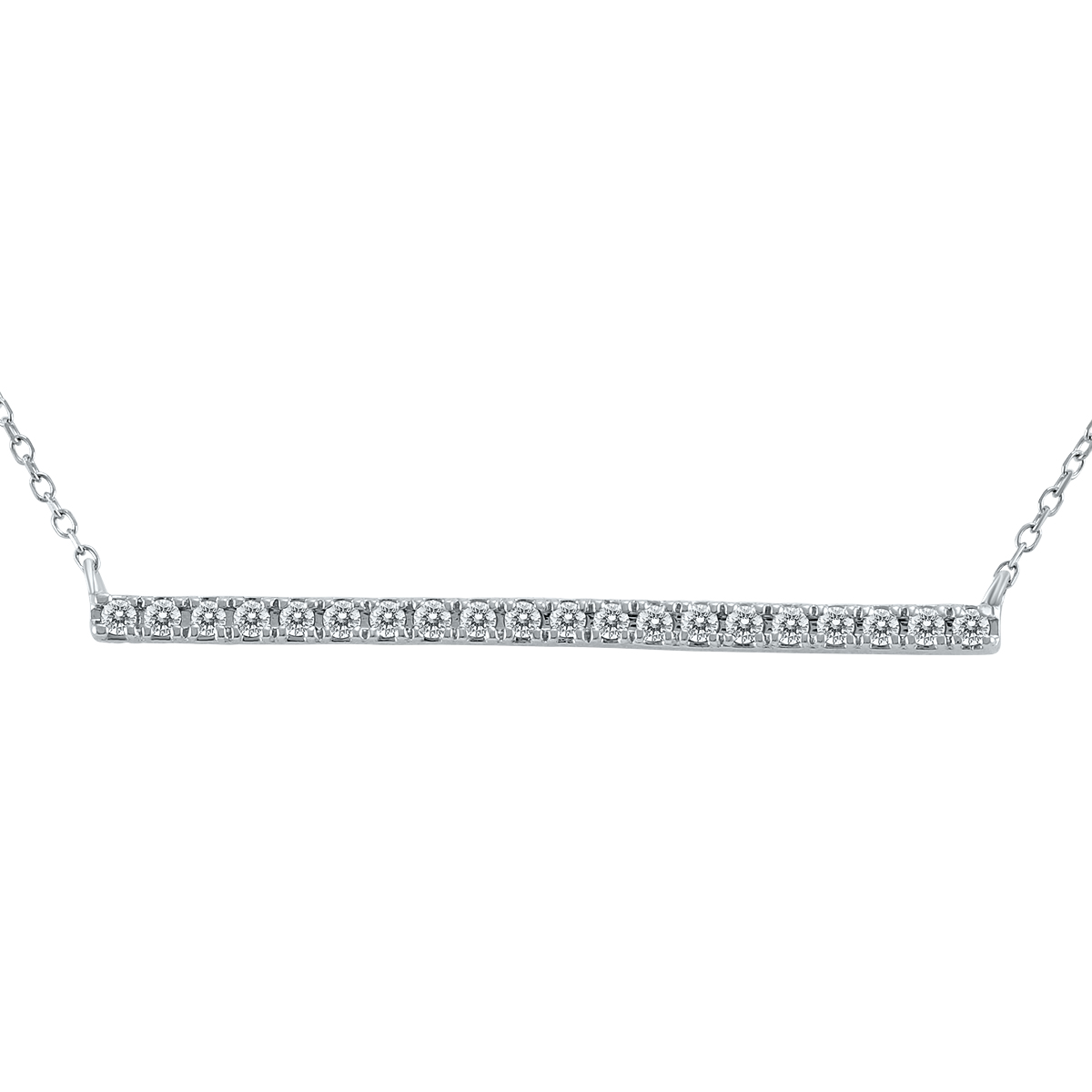 szul.com 1/5 Carat TW Diamond Bar Necklace in 10K White Gold
