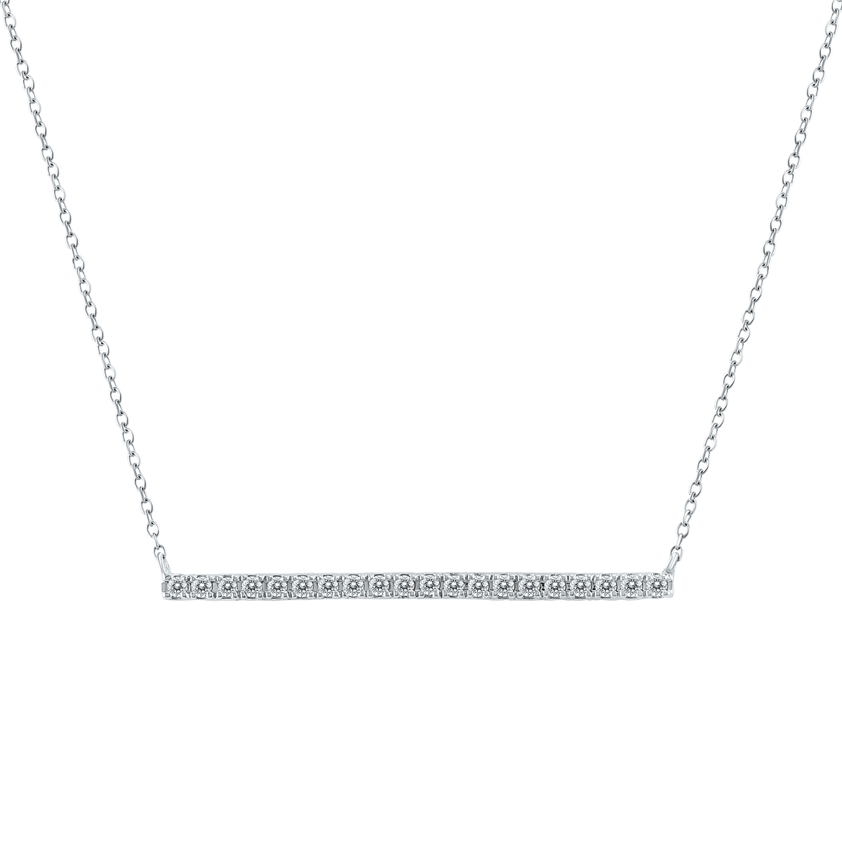 szul.com 1/5 Carat TW Diamond Bar Necklace in 10K White Gold