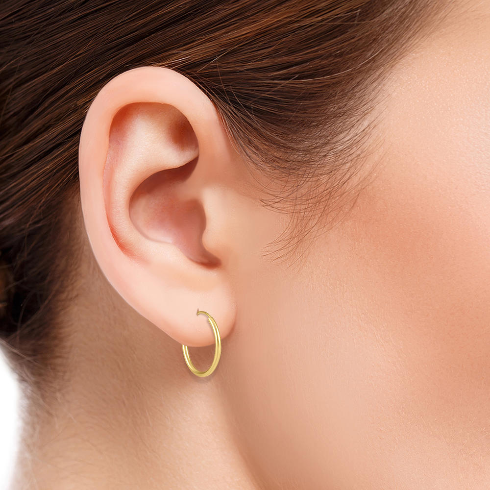 szul.com 17mm Endless 14K Yellow Gold Filled Thin Hoop Earrings