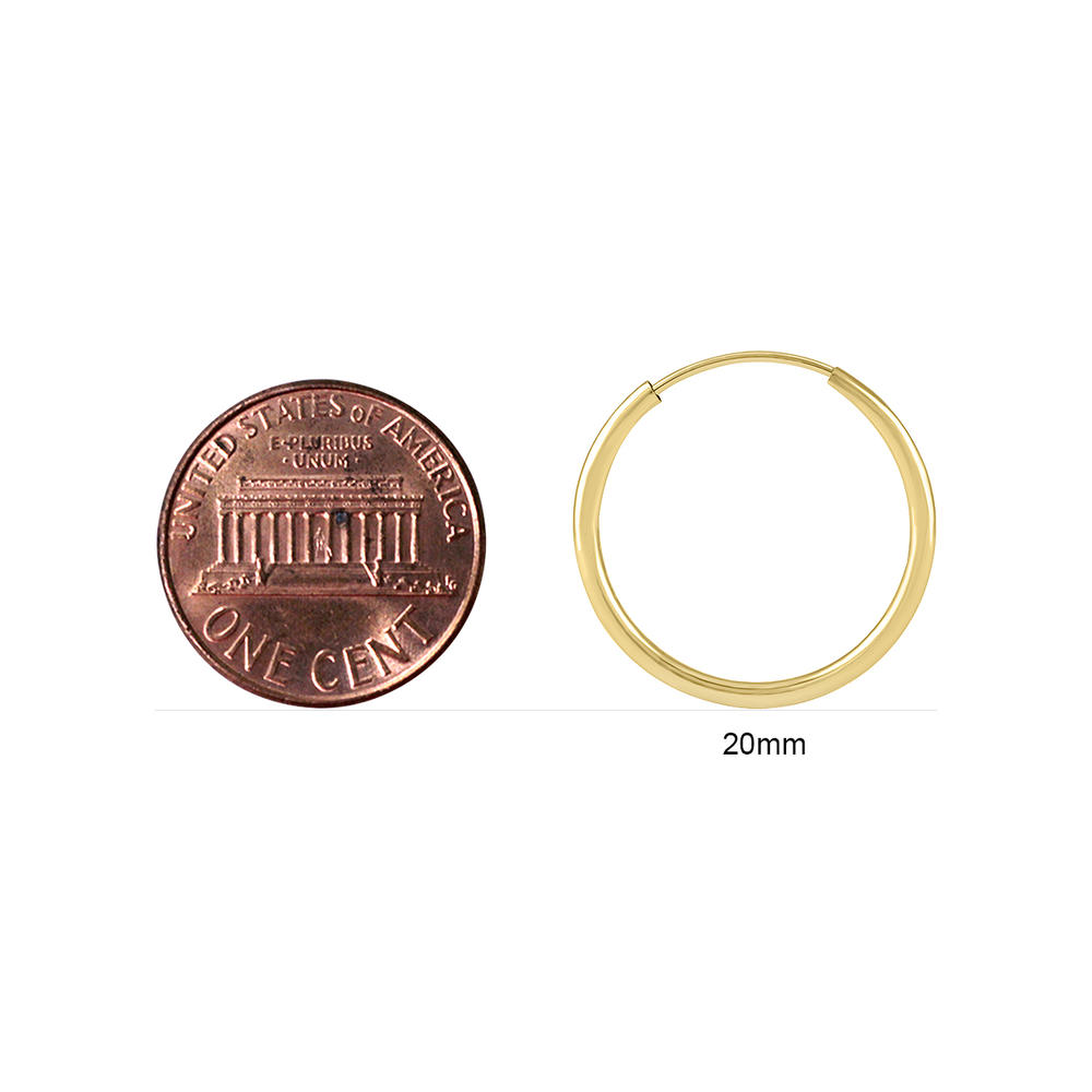 szul.com 3/4 Inch Endless 14K Yellow Gold Filled Hoop Earrings (20mm Diameter)