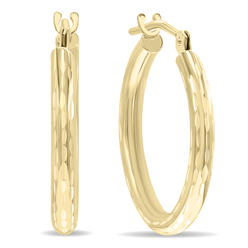szul.com 14K Yellow Gold Shiny Diamond Cut Engraved Hoop Earrings (18mm)