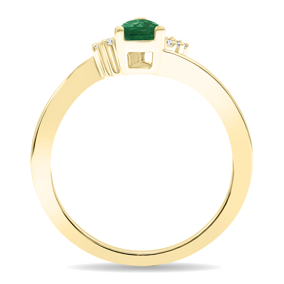 szul.com Women's Pear Shaped Emerald and Diamond Tierra Ring in 10K Yellow Gold