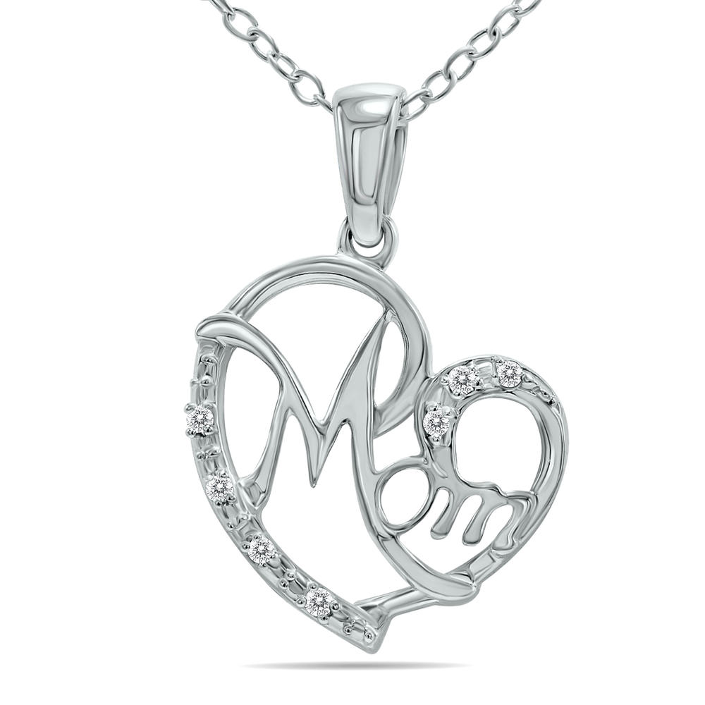 Macy's Diamond Accent Girl Mom Pendant Necklace In Sterling Silver Or 14k Gold-Plated Sterling - Foto 3