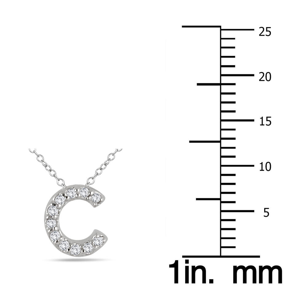 szul.com 1/10 Carat TW C Initial Diamond Pendant in 10K White Gold
