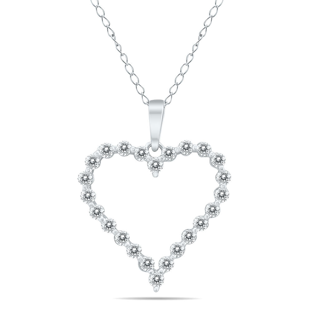 szul.com 1/4 CTW Diamond Heart Pendant in 14K White Gold